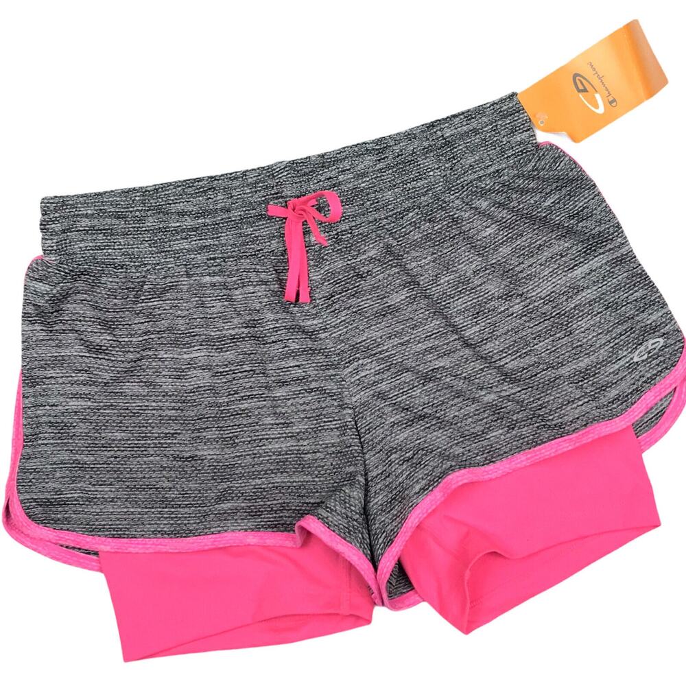 Champion Womens Small Duo Dry + Power Core Compression Inner Short Pink Gray Gym